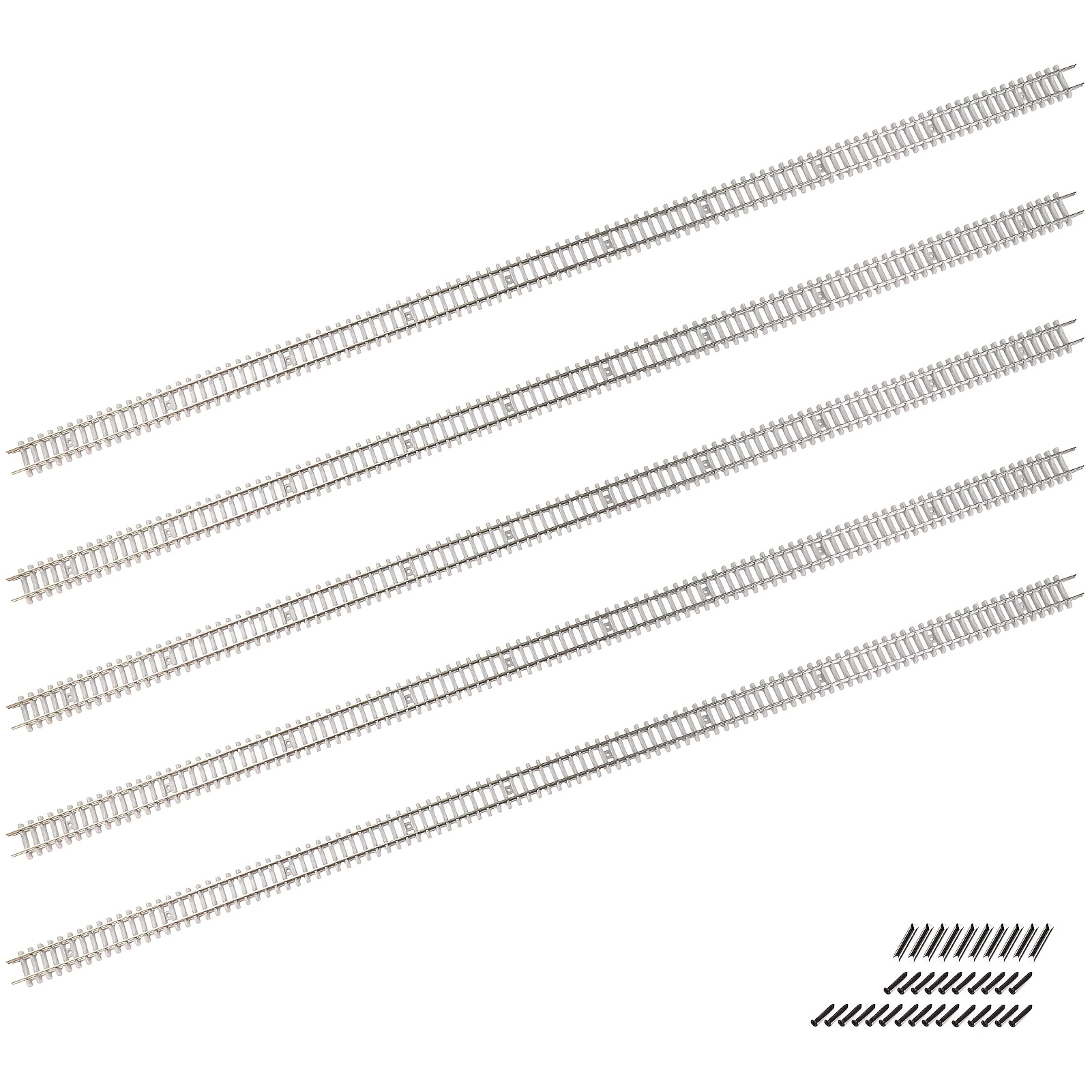 TEMU Set Of 5 N Scale Model Train Brass Flexible Tracks, Each 50cm Long, Complete With Rail Connectors And Track Nails