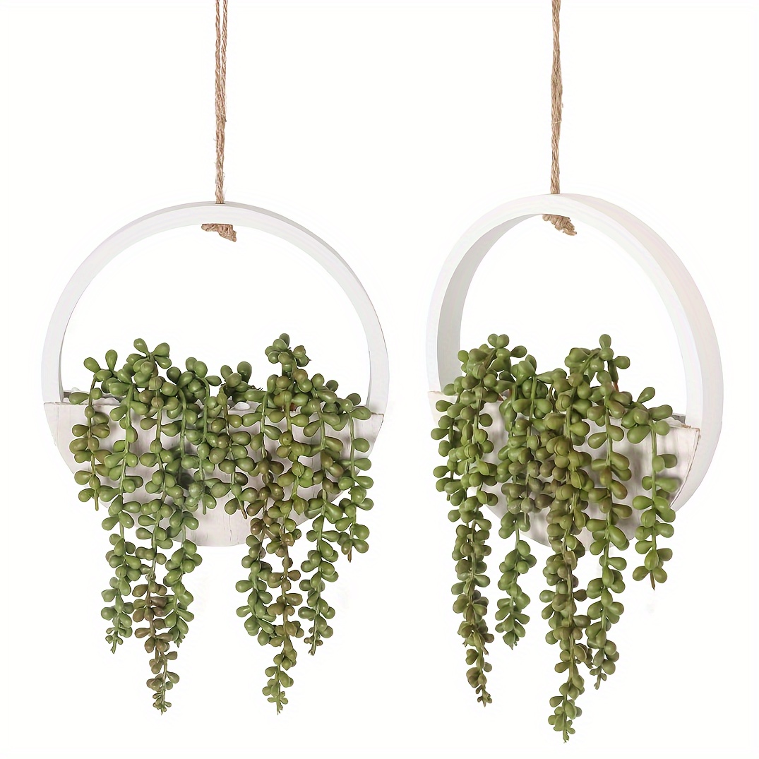 Image of 1pc/2pcs Artificial Succulent Hanging Plant Pearl String Potted Plant Hanging Rope, Used For Indoor And Outdoor Wall Decoration