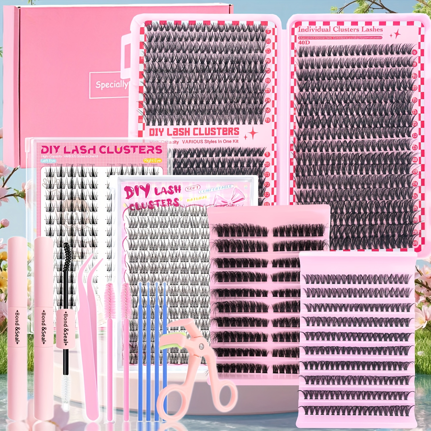 15pcs set mixed length 9 16mm d diy eyelash sion individual eyelashes kit 30d40d50d80d fish tail eyelash anime eyelash with tool natural thick ultra soft reusable wedding music festival thanksgiving day and daily use gift set details 1