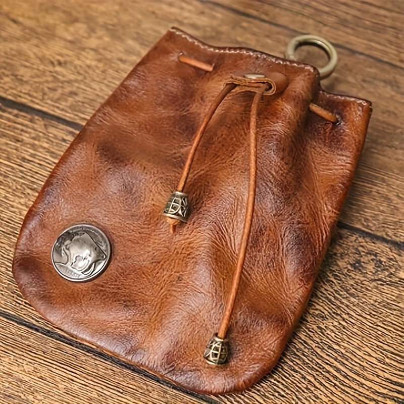 

1pc Viking Waist Bag, Cowhide Retro Small Key Bag, Card Bag, Coin Purse, Small Storage Bag