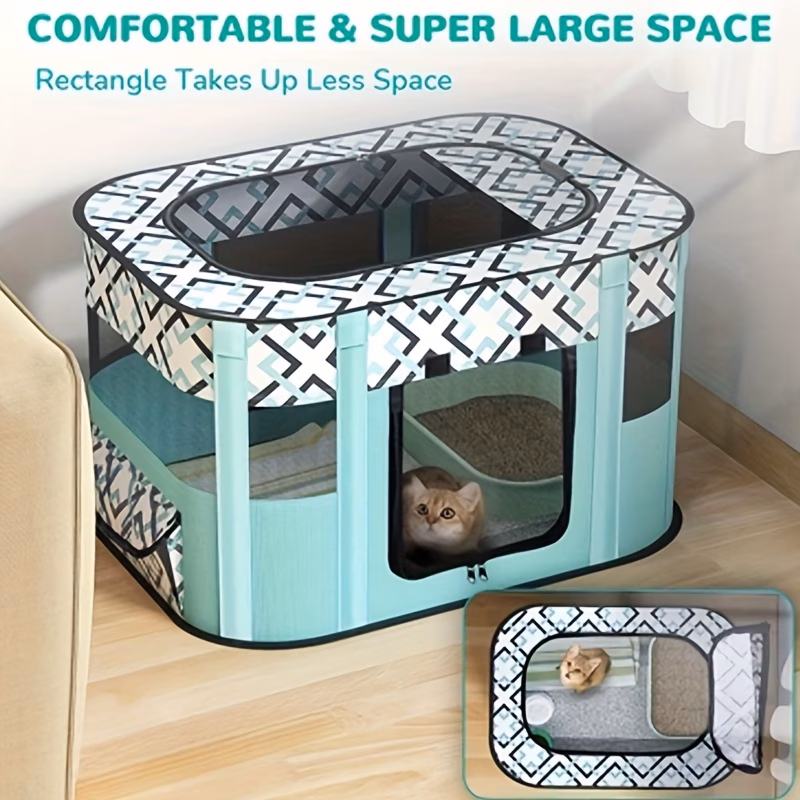 1 playpen pen foldable puppy cat playpen portable exercise kennel tent crate dog house with storage bag portable pens for puppies cat rabbit chicks foldable exercise play tent kennel crate indoor outdoor travel camping Product details 2