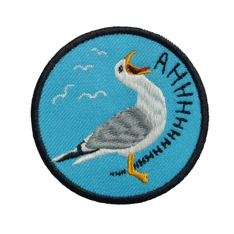 TEMU 1 pièce Patch Mouette Aaaaah à repasser/à coudre, polyvalent pour réparations, décoration, création DIY, parfait pour vêtements, vestes, robes,