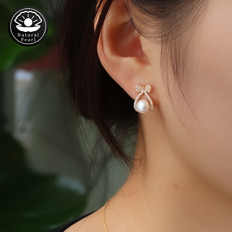 Women's Natural Freshwater Pearls Earrings, Unique Gift Set
