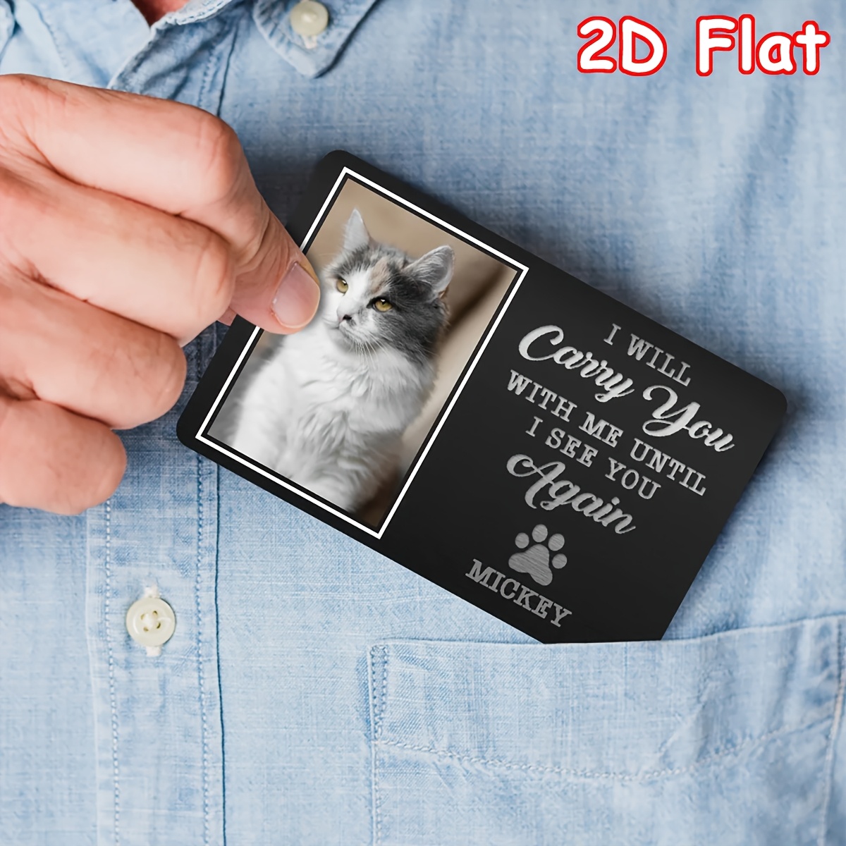 Personalized I Will Carry You with Me Until I See You Again Dog Cat Photo Wallet Card with Name Birthday Sympathy Gift for Pet Lover
