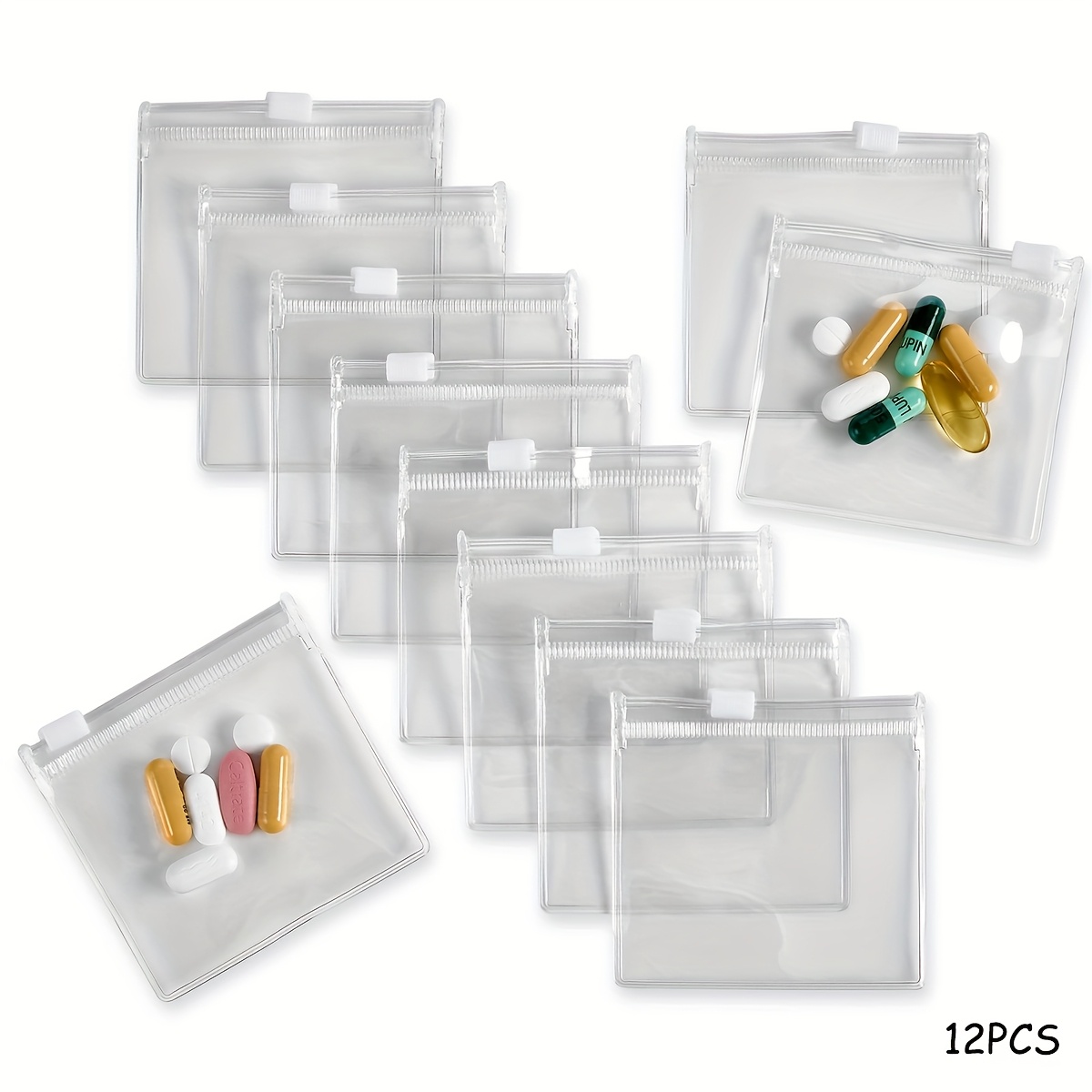 TEMU 12/34piece Sliding Lock Transparent Plastic Mini Bag, Reusable Bag, Transparent Plastic Self Sealing Travel Medicine Storage Bag, Suitable For