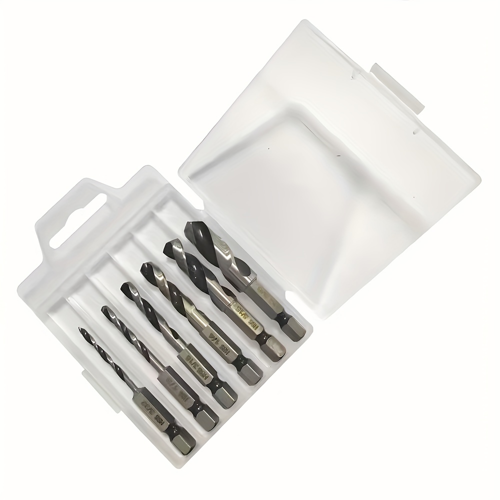 6pcs Hss Brad Point Drill Bit Set For Woodworking 1/4" Hex Shank, Precision Bits 2.28-9.52mm Anti-slip Design & Fast Chip Removal