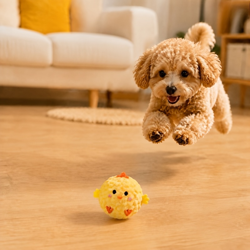 TEMU 【商品名】黄色いひよこ ペット用 インタブ サウンド トイボール、犬と猫の遊びを寂しさを紛らわすおもちゃ、犬や猫を引き付ける音を発生させる、噛みつきに強い素材、スローリバウンド ペット用 プレイおもちゃ、電池不要