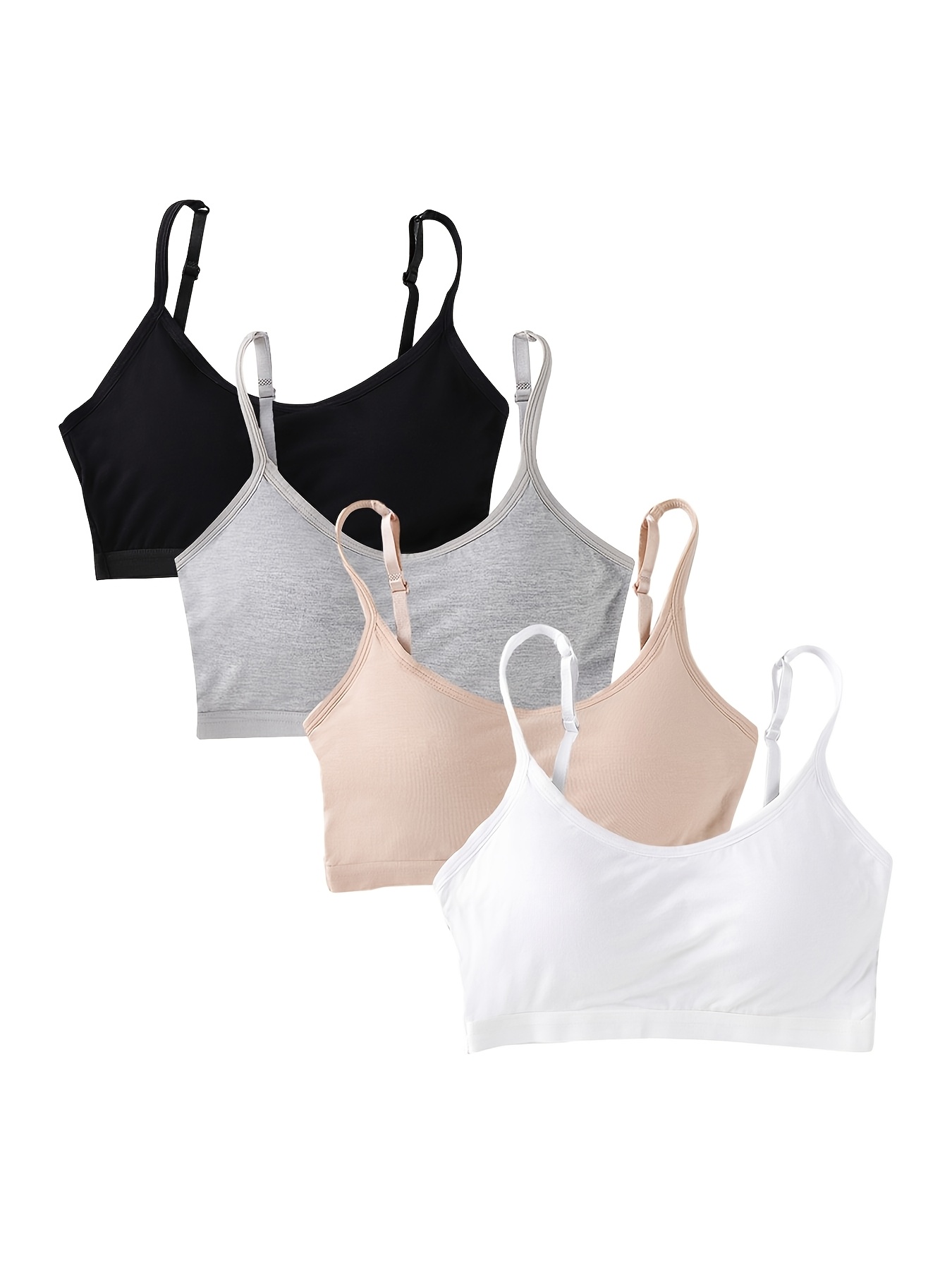 Akiihool Girls Training Bras Girls Seamless Training Bras Adjustable Straps Sports Bras Yellow 10 12 Years