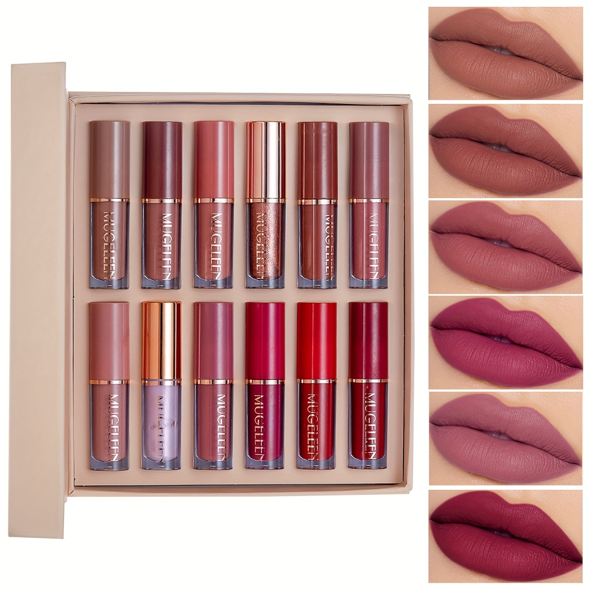 

12pcs/set, Matte & Glitter Liquid Lipsticks, Long-lasting Non-transfer Lip Gloss, Makeup Gift Box, Ideal Gifts For Women Makeup Set