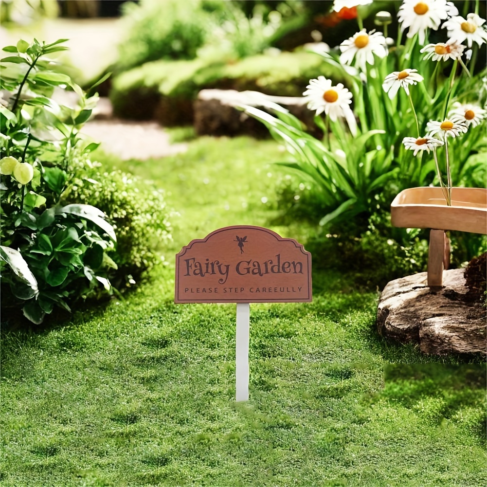 

1pc Fairy Garden Sign Wooden Plaque Creative Elf Fairy Garden Ground Insert Suitable For Outdoor Garden Landscape Decoration