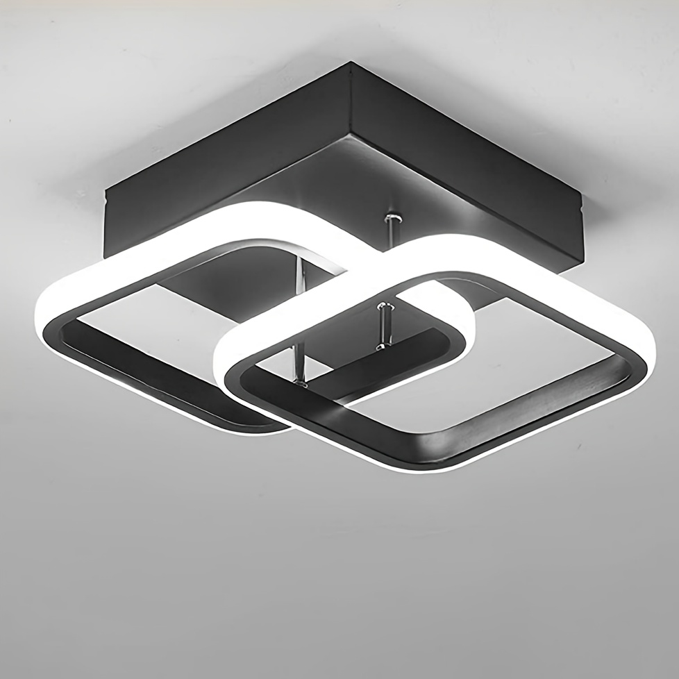 led   ceiling light 2 pack square modern ceiling lights adjustable three color lighting semi recessed ceiling fixture for   living rooms bedrooms kitchens and closets white black