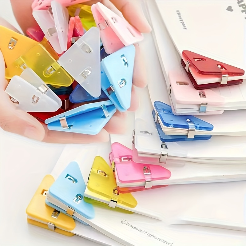 

10pcs Multi-functional Office Triangle Book Clip - Plastic File Folder Organizer