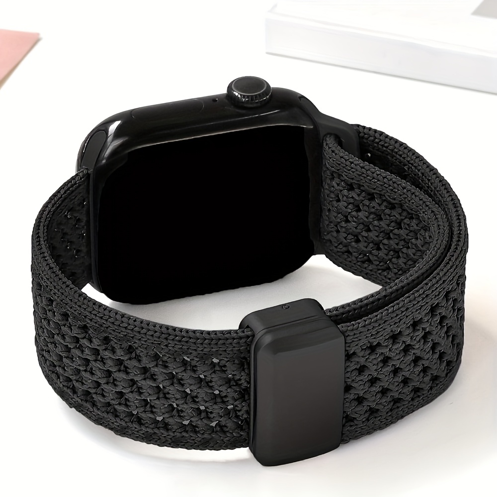 Image of Breathable Woven Nylon Strap For Watch Series 10 42mm 46mm Se/9/8/7/6/5/4/3 41mm 40mm 45mm 44mm 42mm 38mm Band, High-quality Nylon Strap With Convenient Magnetic Adjustable (watch Not Included)