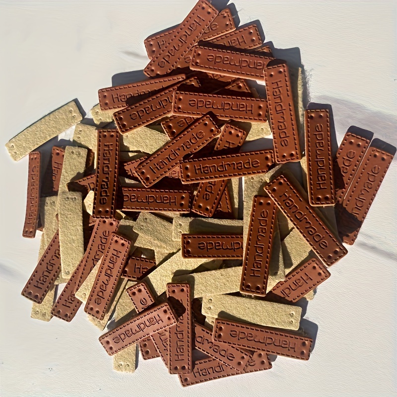 30pcs Handmade Leather Label Rectangular Pu Patch For Scarves, Hats, Jeans - Knitting Sewing Labels Diy Craft Embroidery Patches