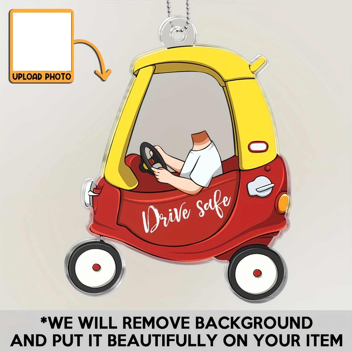 TEMU 2d Flat, Personalized Photo Acrylic Car Hanging Decoration - Custom Photo Picture Frame Rearview Mirror Hanger With Your Own Photos & Text - Car