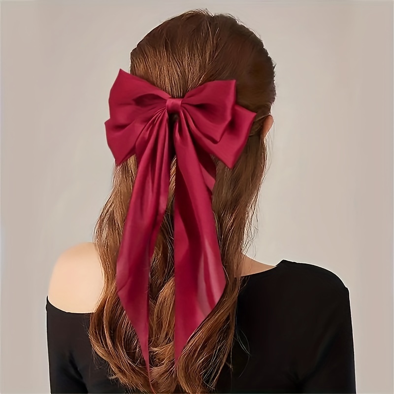 

6pcs Elegant Solid Color Bow Hair Clips - Chic Sweet Style Barrettes For Women And Girls, Perfect For Mother's Day Fashion Accessory