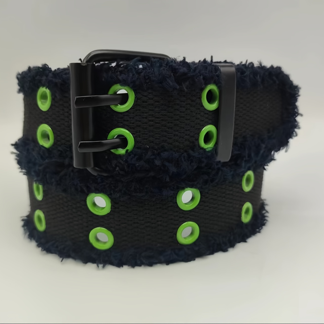 Fashionable Men's Plush Lace Double Row Porous Button Casual Belt