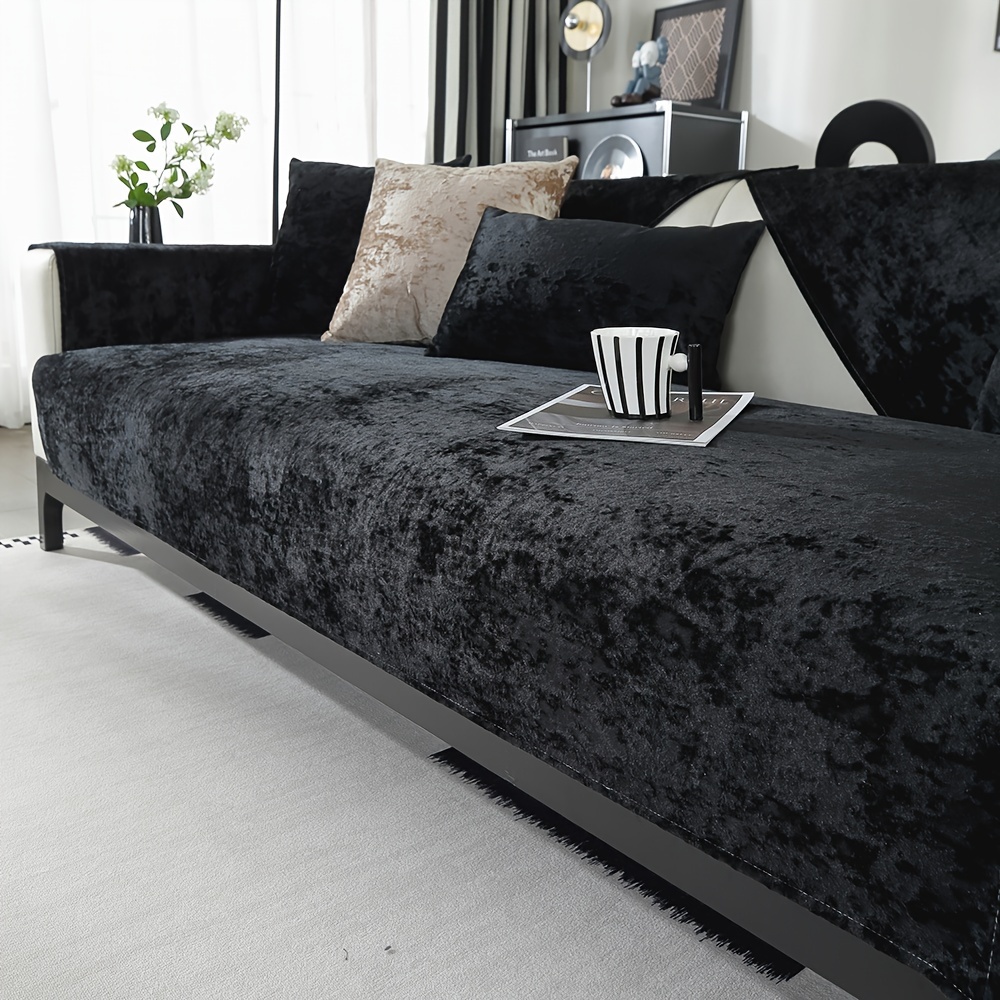 Image of 1pc Contemporary Abstract Pattern Ice Velvet T-cushion Slipcover - Machine Washable, Non-slip, Pet-friendly Sofa Protector With Polyester Fiber Filling - Modern Furniture Cover For