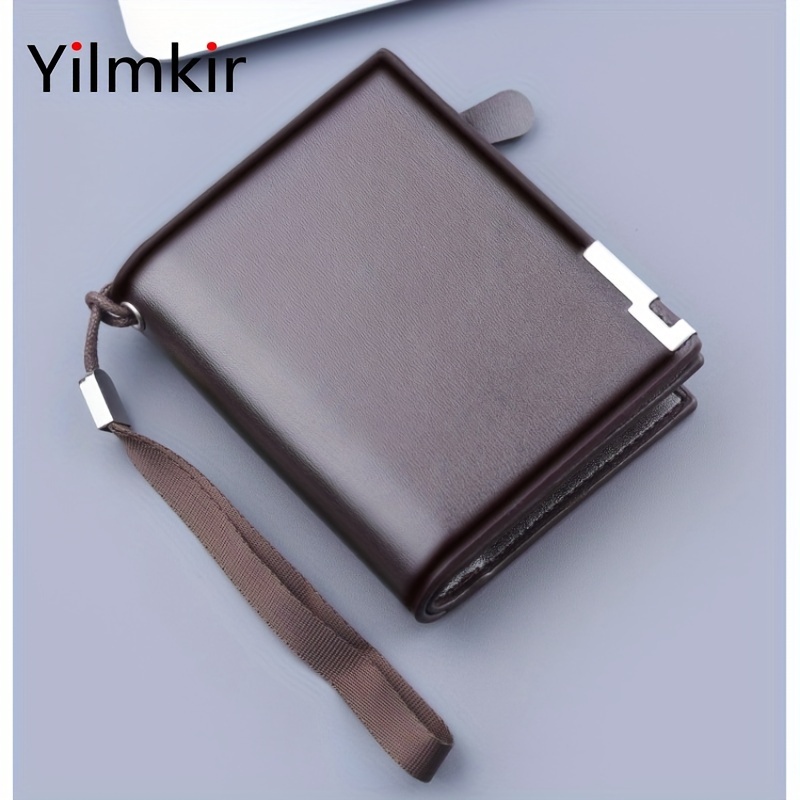 Monedero Tres Plegables para Hombres de Yilmkir con Múltiples Ranuras para Tarjetas, Monedero con Cremallera y Pinza para Dinero - Diseño Compacto en Cuero Sintético en Marrón o Negro para Oficina y Uso Diario