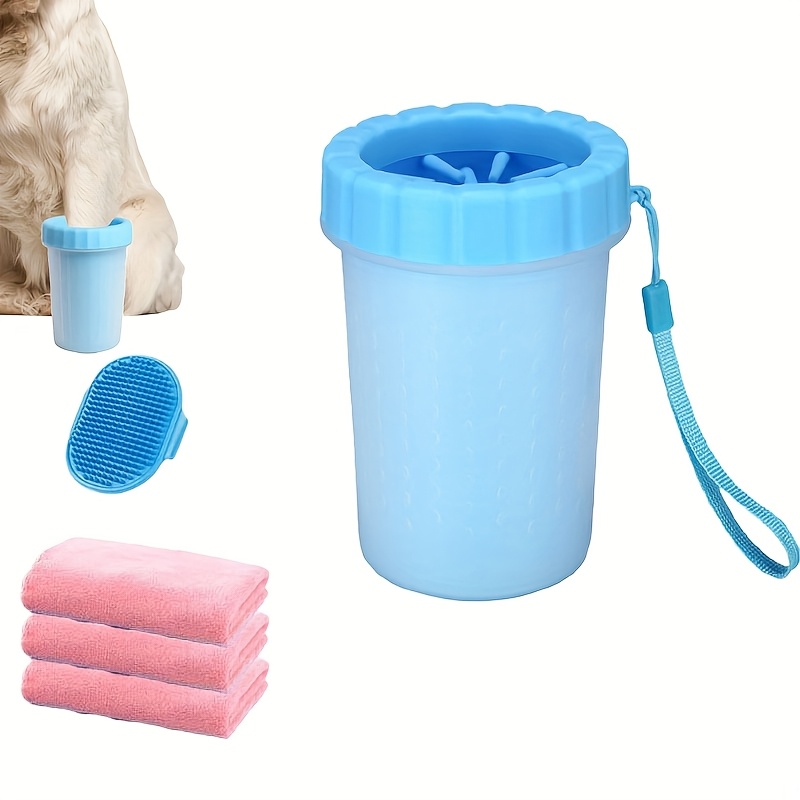 TEMU Portable Easy-clean Wash Cup Set - Suitable For Dogs And Cats, Non-electric, Durable Plastic, Foot Cleaning, , Ideal For Home Use, Dog Paw Washer
