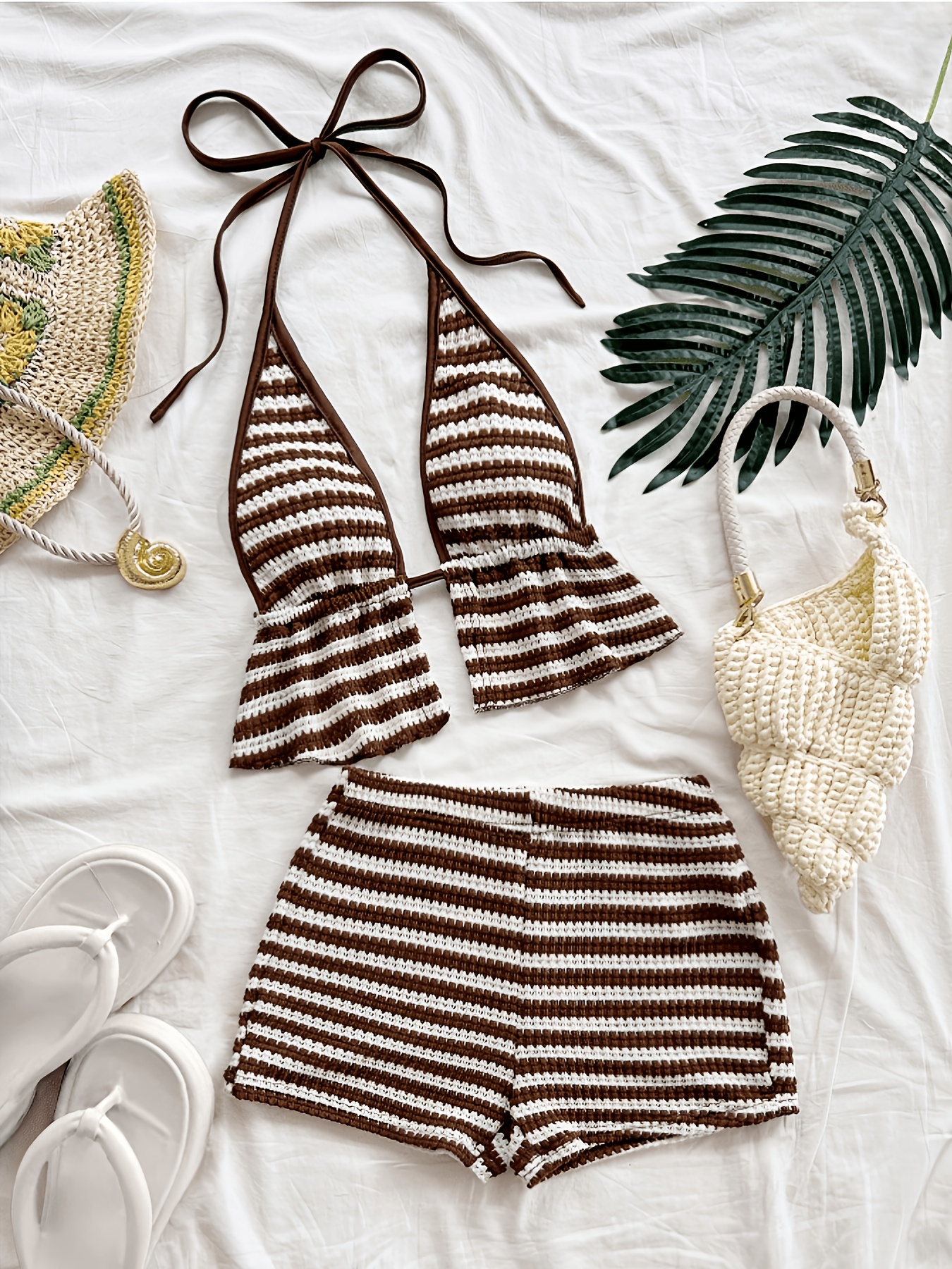womens vacation casual striped backless cami top and shorts 2pcs set suitable for vacation dating and holidays