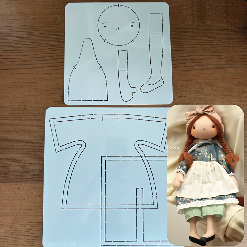 E-shop 2 Stück Puppen- Puppenherstellungs-Stickschablonen, 25x25cm wiederverwendbare Malvorlagen, geeignet für Puppenherstellung, Malen, Basteln,
