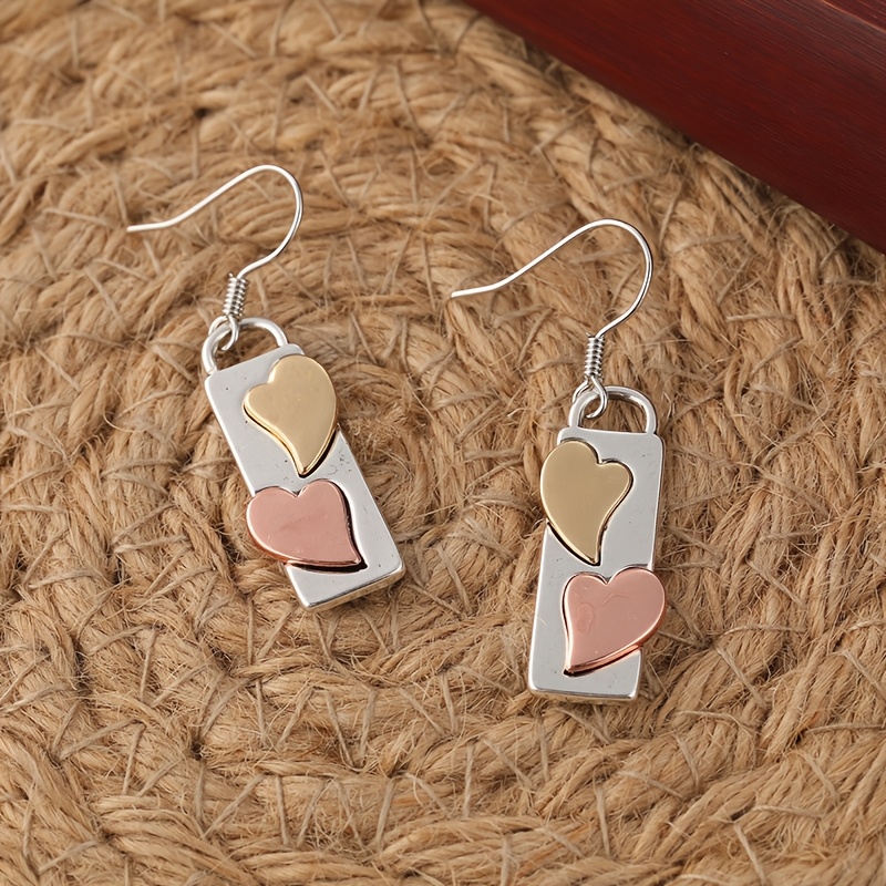 Women's Modern Retro Two Tone Heart-Shaped Geometric Earrings