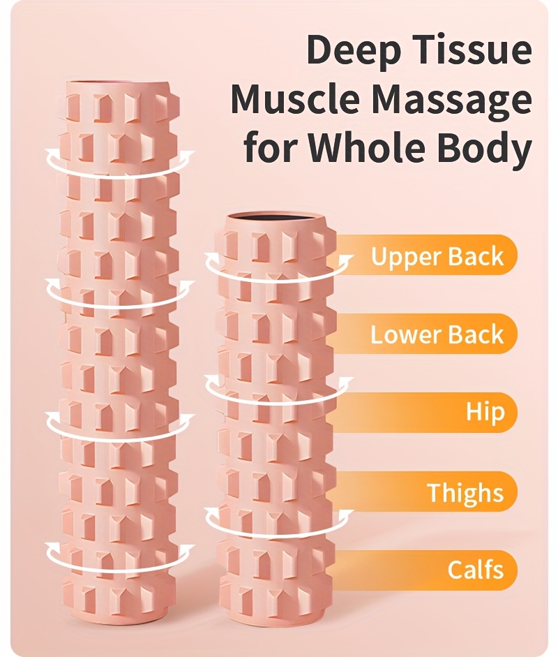 A Set of 2 Large High-Density Foam Rollers That Effectively Assist in Body Shaping, Made of EVA Material, Featuring a 3D Wolf Tooth Design for Yoga, Suitable for Home Fitness Relaxation, Gym Massage, And Office Sitting Relief