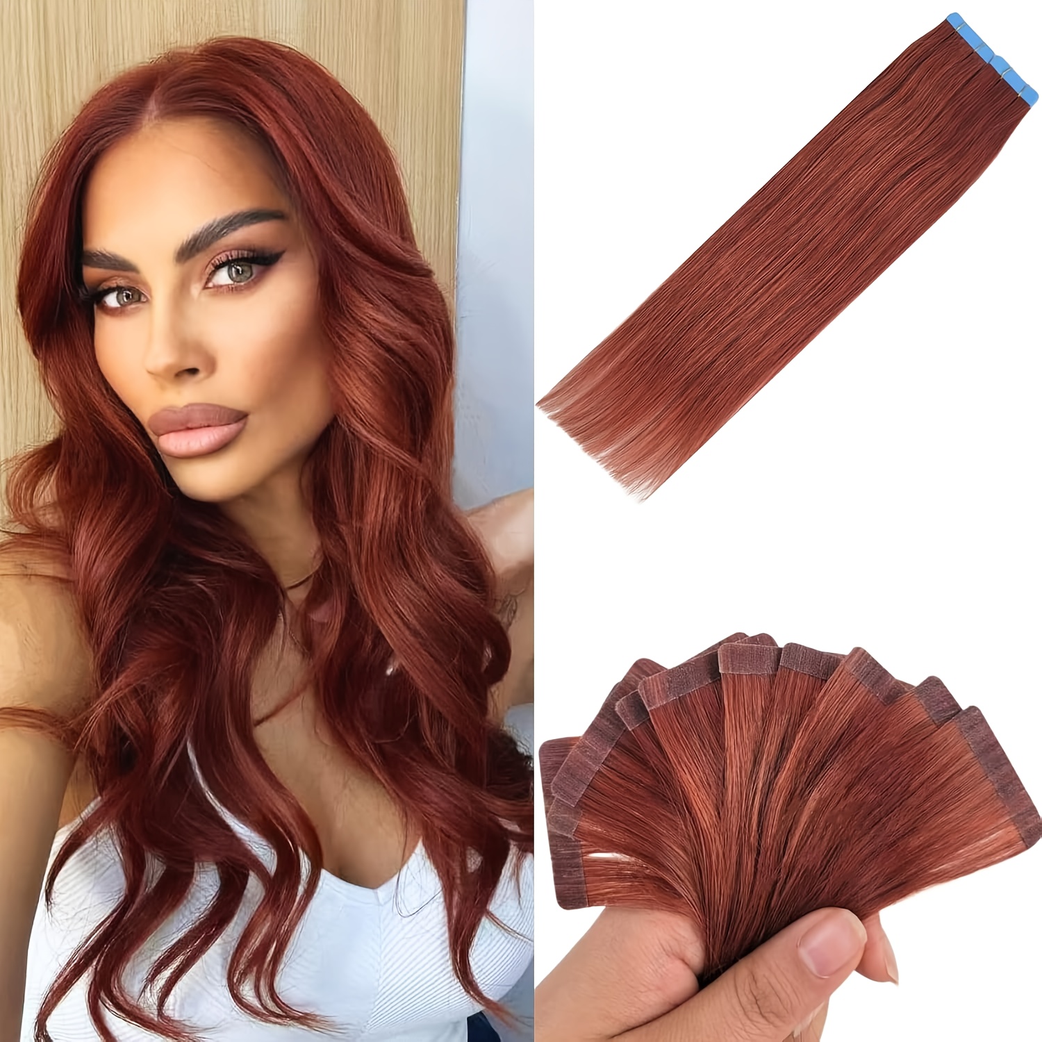 20pcs pack tape in hair extensions women seamless real human