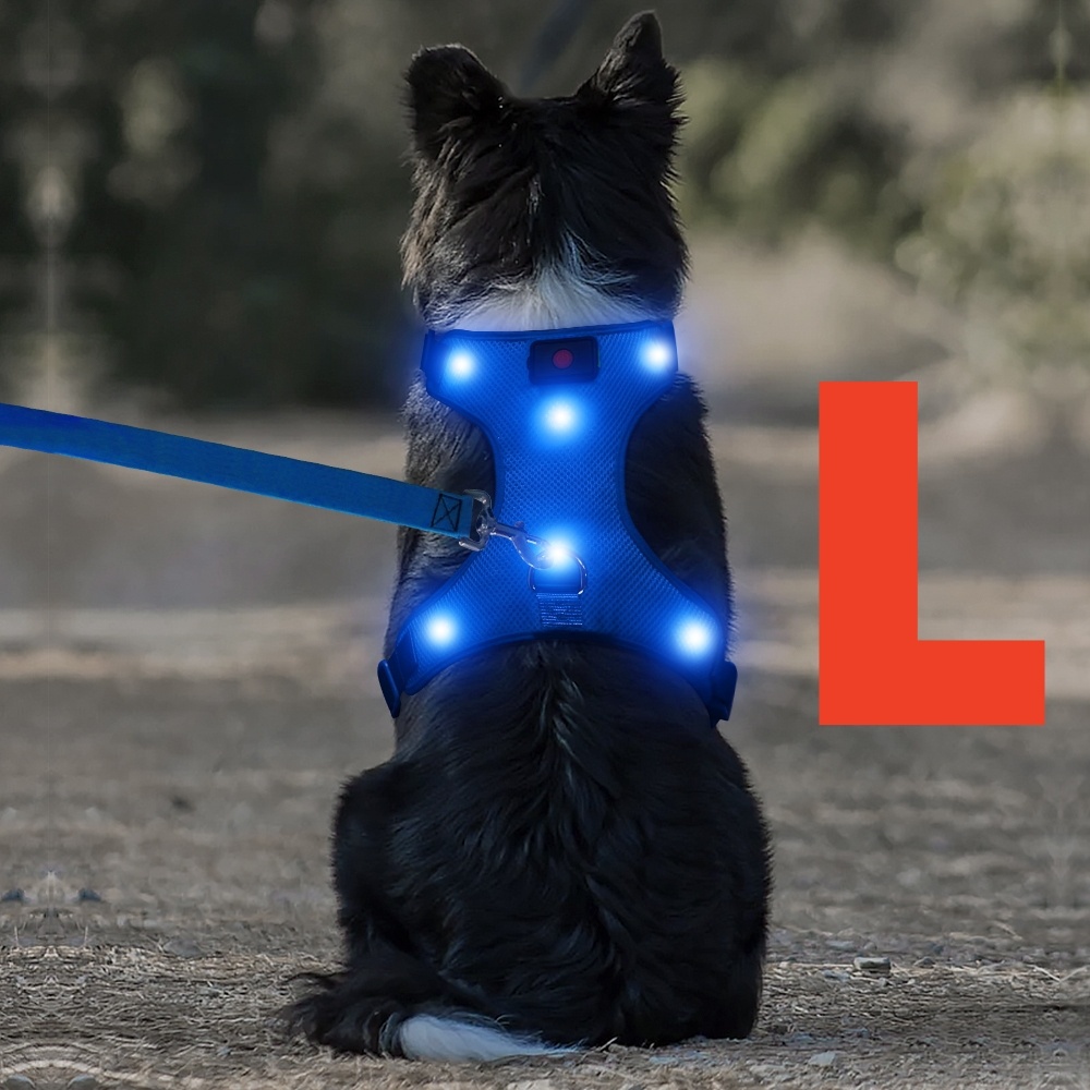 TEMU Light Up Led Dog Harness - Led Dog Harness With Detachable Battery - Rechargeable & Washable Led Dog Vest - Lighted Glowing Dog Walking & Camping Harness Suitable For Small Medium Large Dogs