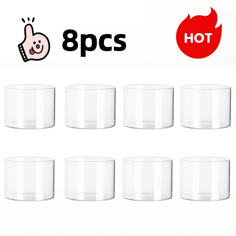 TEMU 8pcs Set Transparent Glass Candle Holders, Round Glass Vases For Centerpieces, Desktop Candle Cups For Wedding Birthday Party And Christmas Home