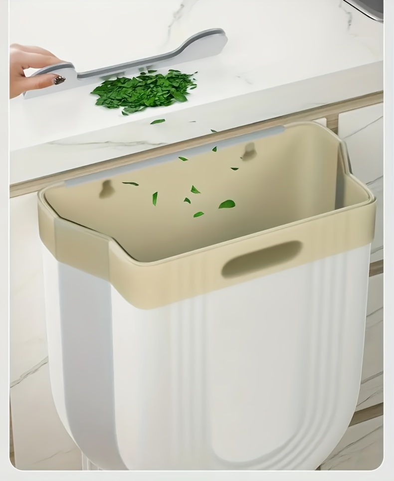 space saving wall mounted trash can with lid foldable no drill installation for kitchen bathroom waste storage details 7