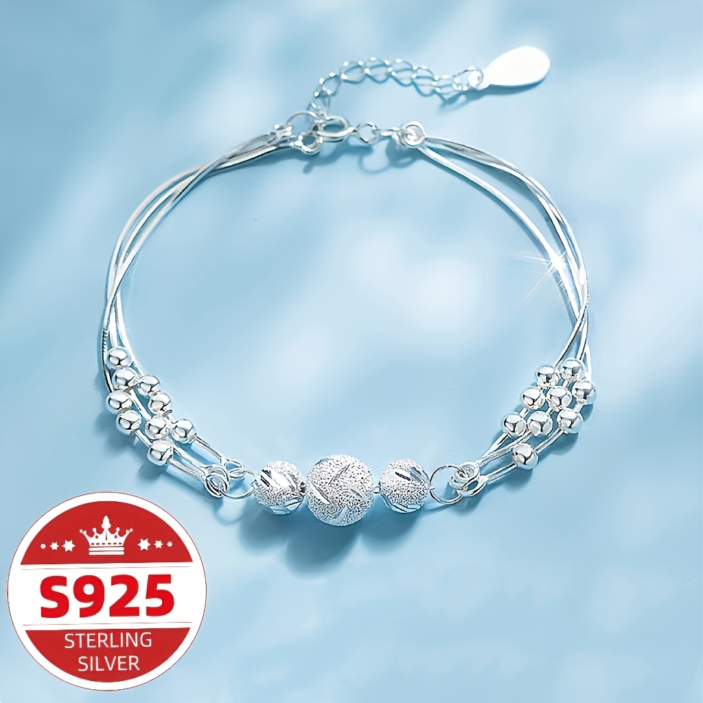 1pc New 925 Silver Women's Bracelet, 3 Lives 3 Worlds Double-layer Bead Bracelet, Talisman Gift For Girlfriend, Back-to-school Valentine's Day Present, Local Warehouse