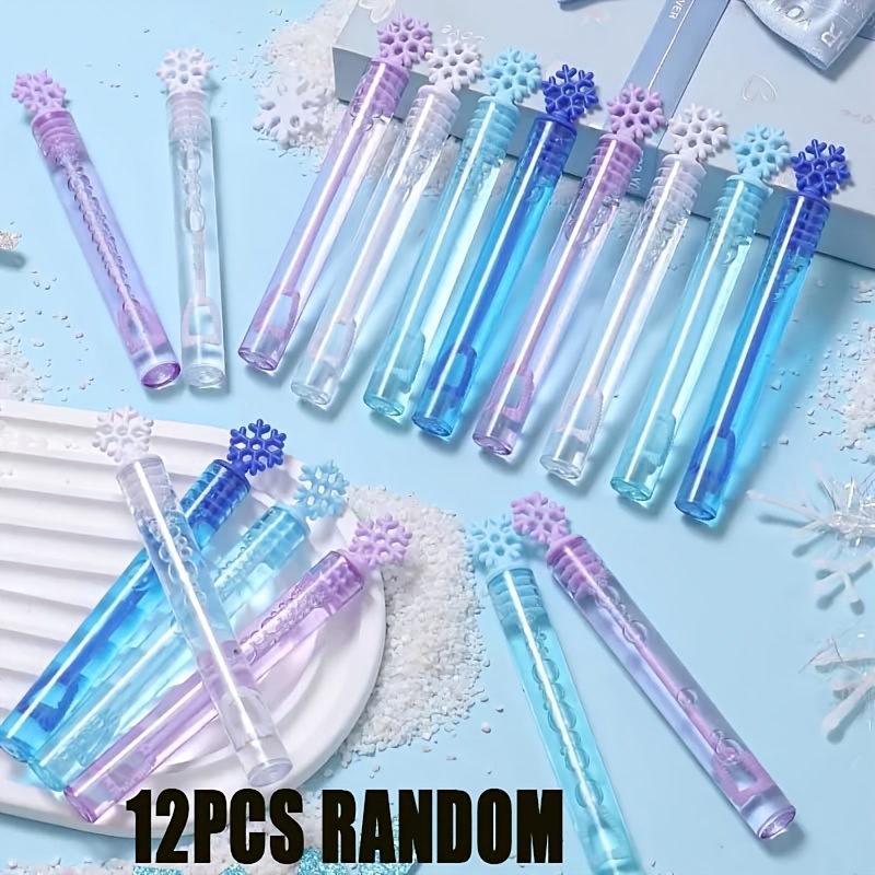 E-shop 12 Stück Schneeflocken Blasenstab | Partygeschenke aus Plastik für Kinder, Jungen Spielzeug, Mädchen Spielzeug, Füller, Weihnachtsspiel, Party