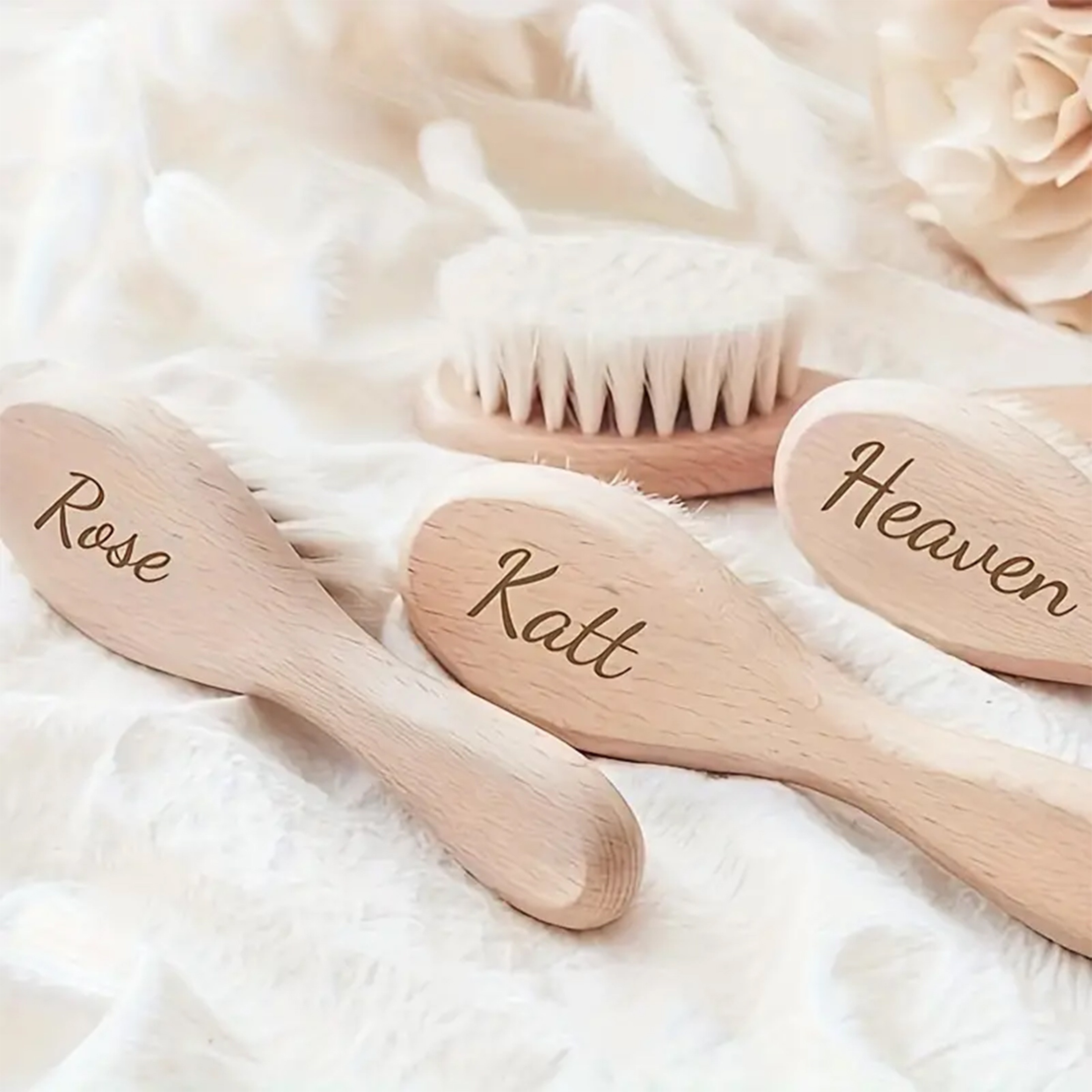 

Personalized Goat Hair Bristle Bath Brush For Normal Hair, 1pc Custom Engraved Beech Wood Finishing Comb, Ideal Souvenir Gift