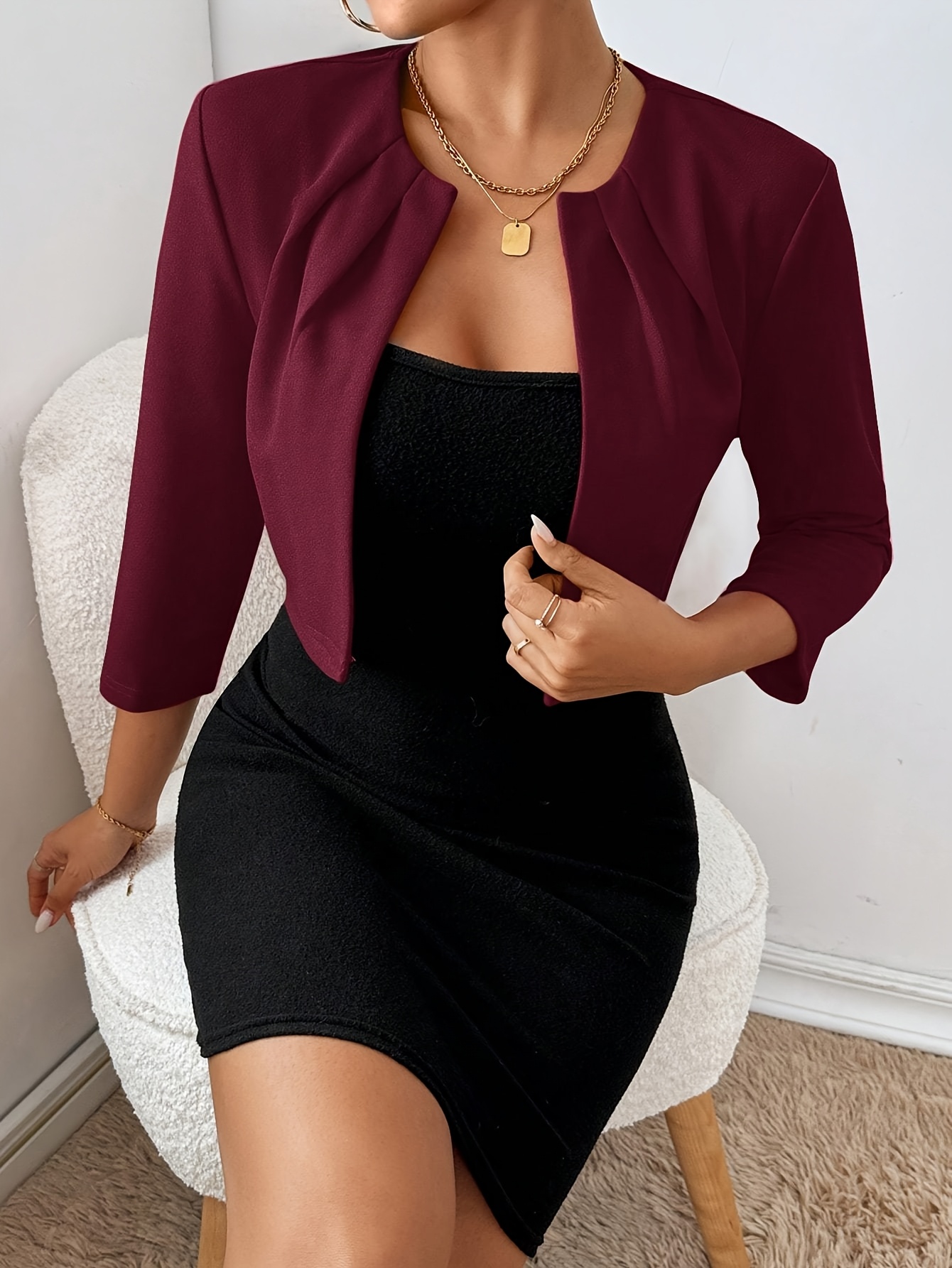 Women'S Stylish Pleated Collar Blazer