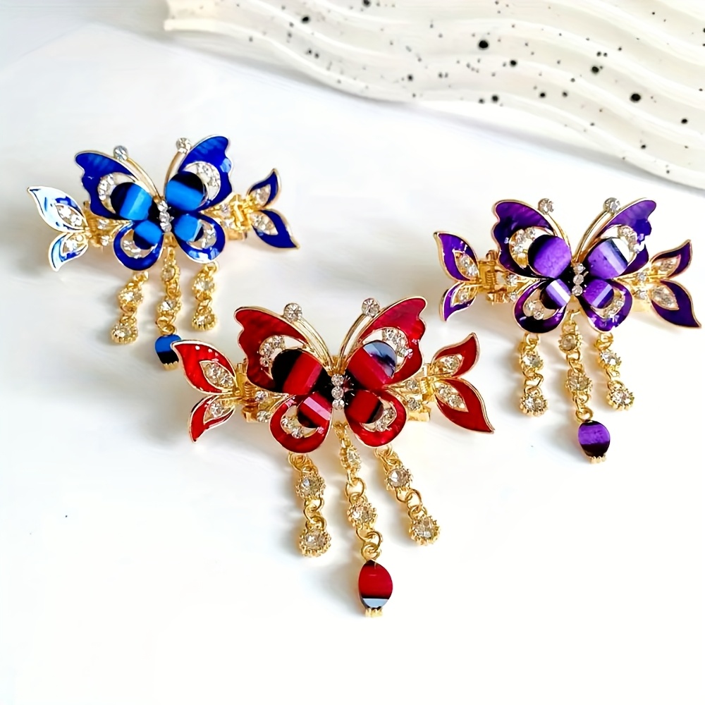 3pcs   tassel   hair clip vintage boho ponytail tie headband   backcombing sparkling   hair accessory elegant hairpin Product details 3