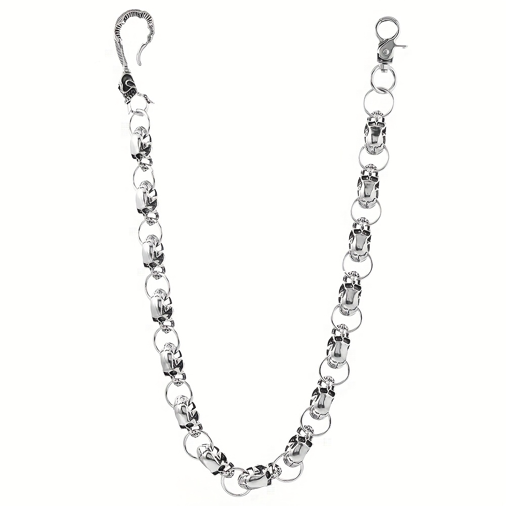 Image of 1 Fashionable Trendy Gothic Skull Head Pants Chain Decoration Unisex Denim Belt
