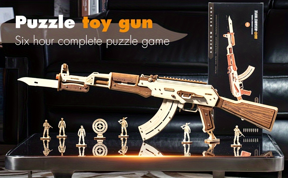 3d wooden puzzle   rifle model - diy craft kit, relax   puzzle, vintage home decor, perfect christmas gift for teens and adults,   model, desktop decoration Product details 0