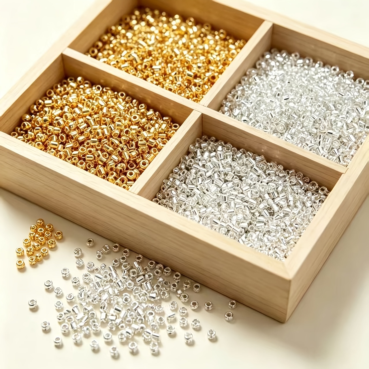 TEMU 5600pcs/2800pcs 2mm Gold-filled Silvery-filled Series Machine Embroidery Beads Glass Beads Loose Beads For Clothing, Shoes And Jewelry Additions