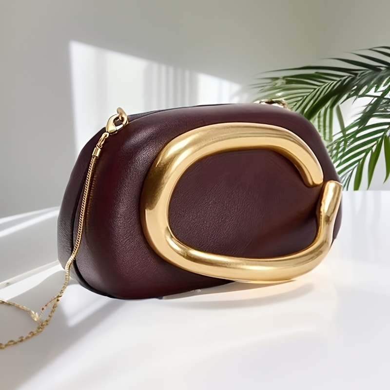 FOREVER MIYIN Women's Elegant Vintage Handbag with Magnetic Closure & Golden-Tone Hardware - Mini Purse with Detachable Chain Strap, Golden-Tone Handle, Credit Card Slots & Coin Pocket - Burgundy/Black/White Luxury Clutch for Everyday & Formal