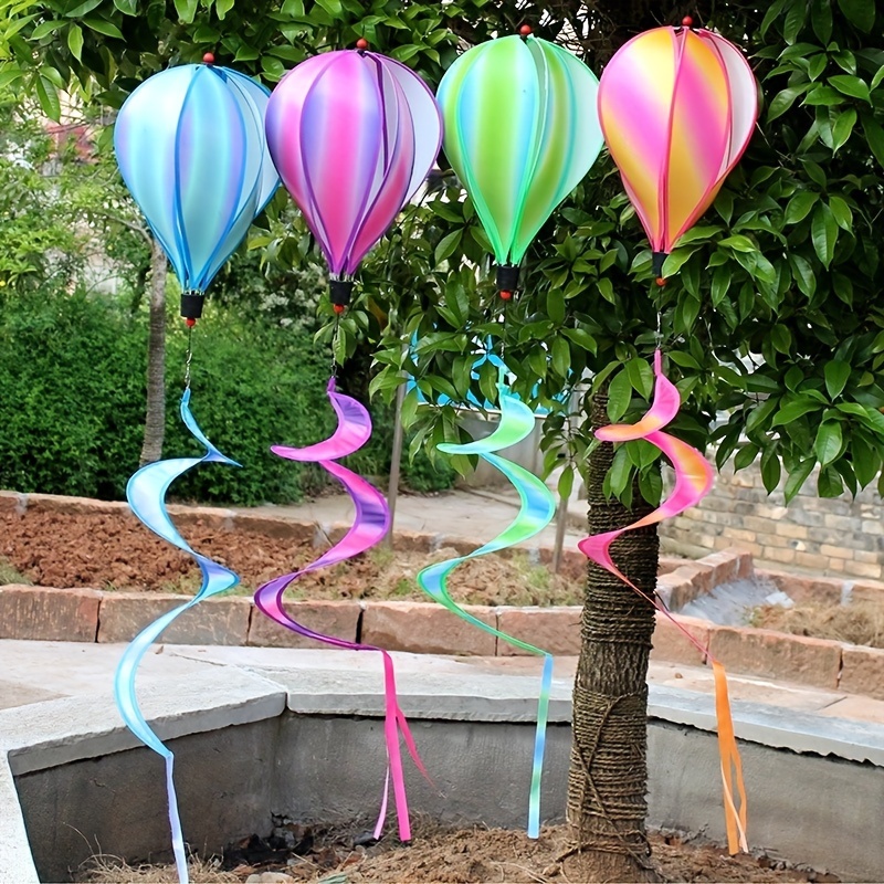 

1pc, Colorful Plastic Hot Air Balloon Wind Spinners, Hanging Wind For Garden, Patio And Outdoor Decor, Rainbow Spiral Rotating Ornaments For Scenic Spots And Residential Gardens