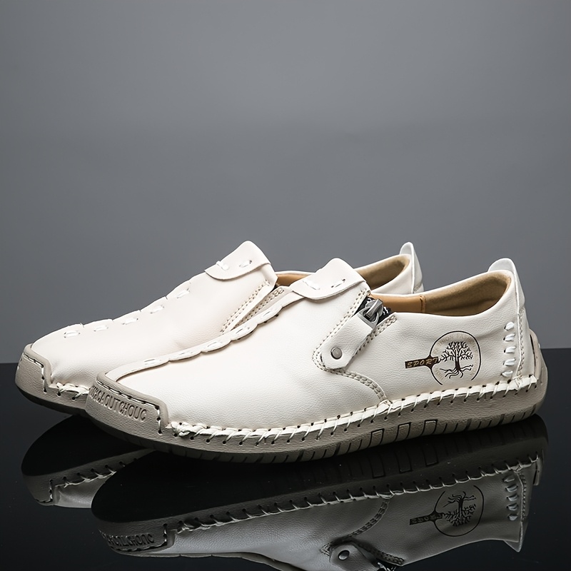 Women's Handmade Casual Loafers, Comfortable Sneakers with Zipper Closure