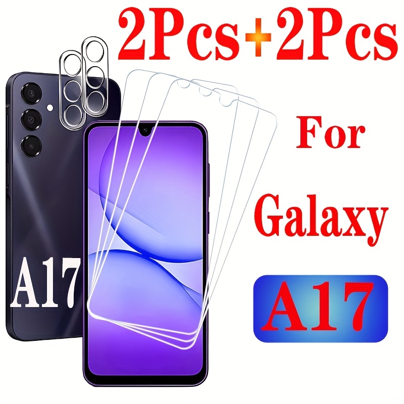 TEMU 2 2 Pack Screen Protector With Camera Lens Guard, Tempered Glass Film, Scratch Resistant, Bubble-free, Compatible With For For Galaxy A17 5g
