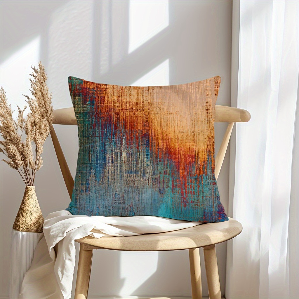 set of 4 double sided print vintage abstract pillowcases messy rust painting decorative pillow covers home decor for couch sofa living room bedroom Product details 2