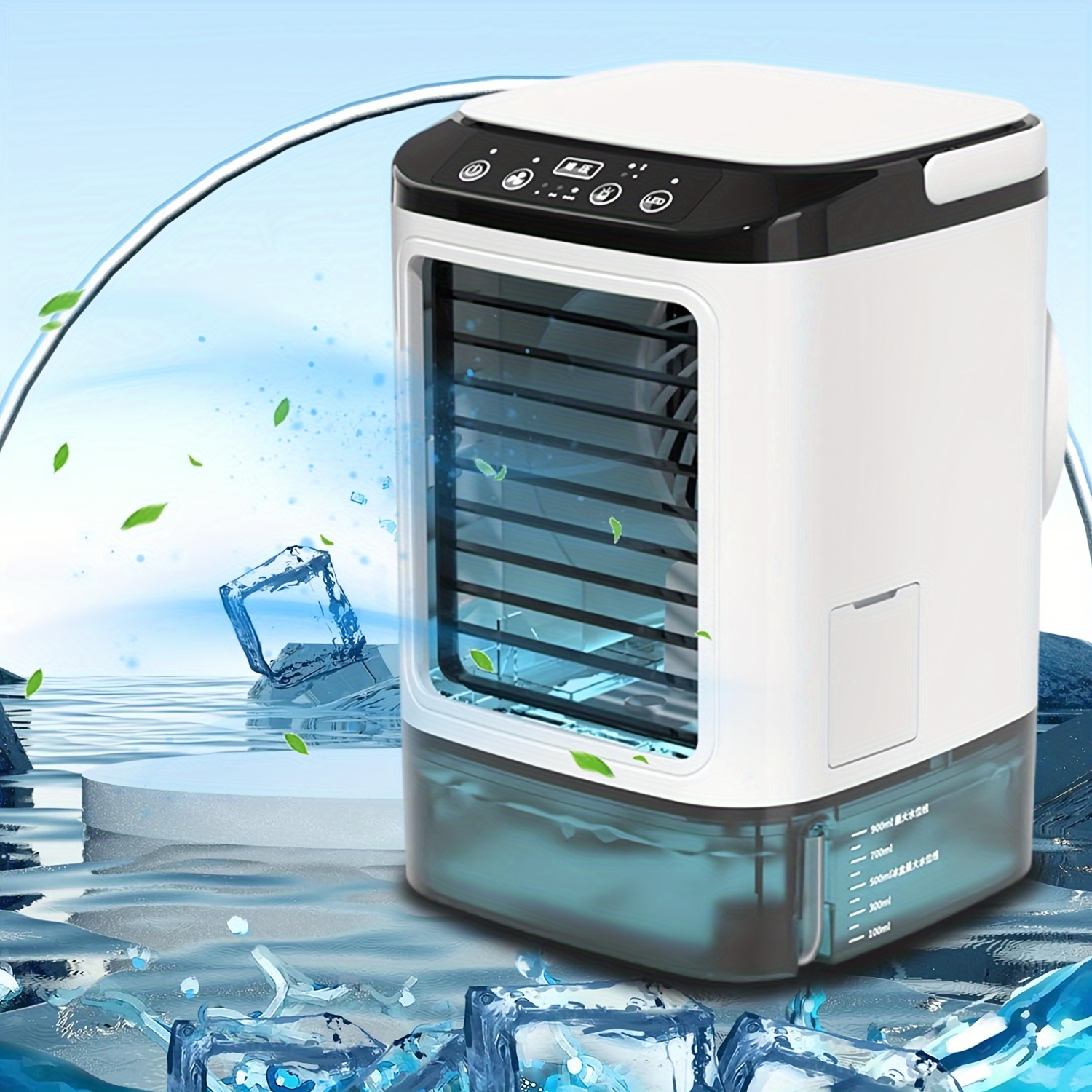 1pc Water-Cooled Portable Mini Air Conditioner, Summer Humidifying And Refrigerating Air Conditioner, Color-Changing Night Light, USB Super Large Water Tank, Vortex Supercharged Cooling Fan, Built-In Ice Box, Personal Home Use When Camping