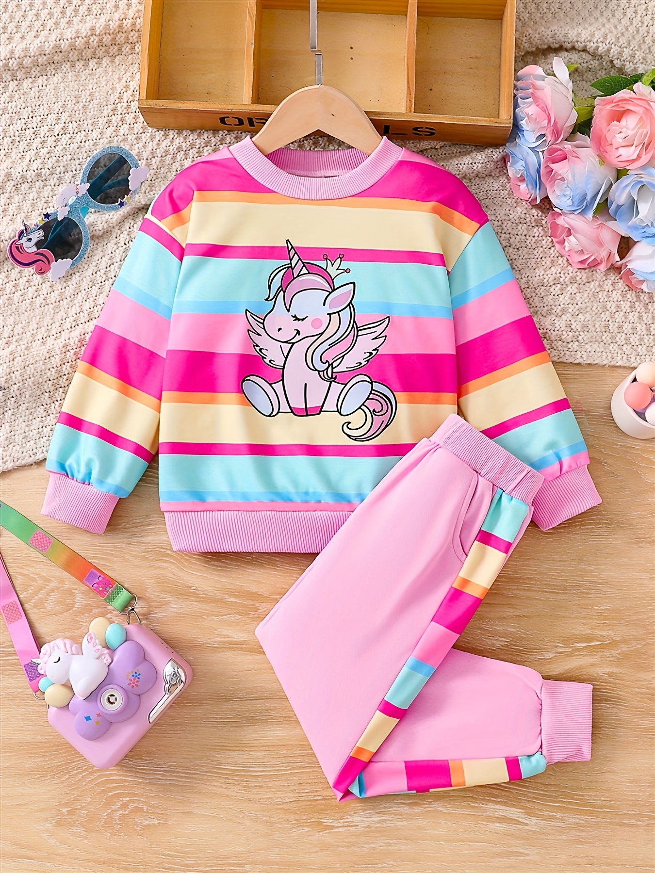Pink Rainbow Unicorn Sweater Toddler Girls' Rainbow Unicorn