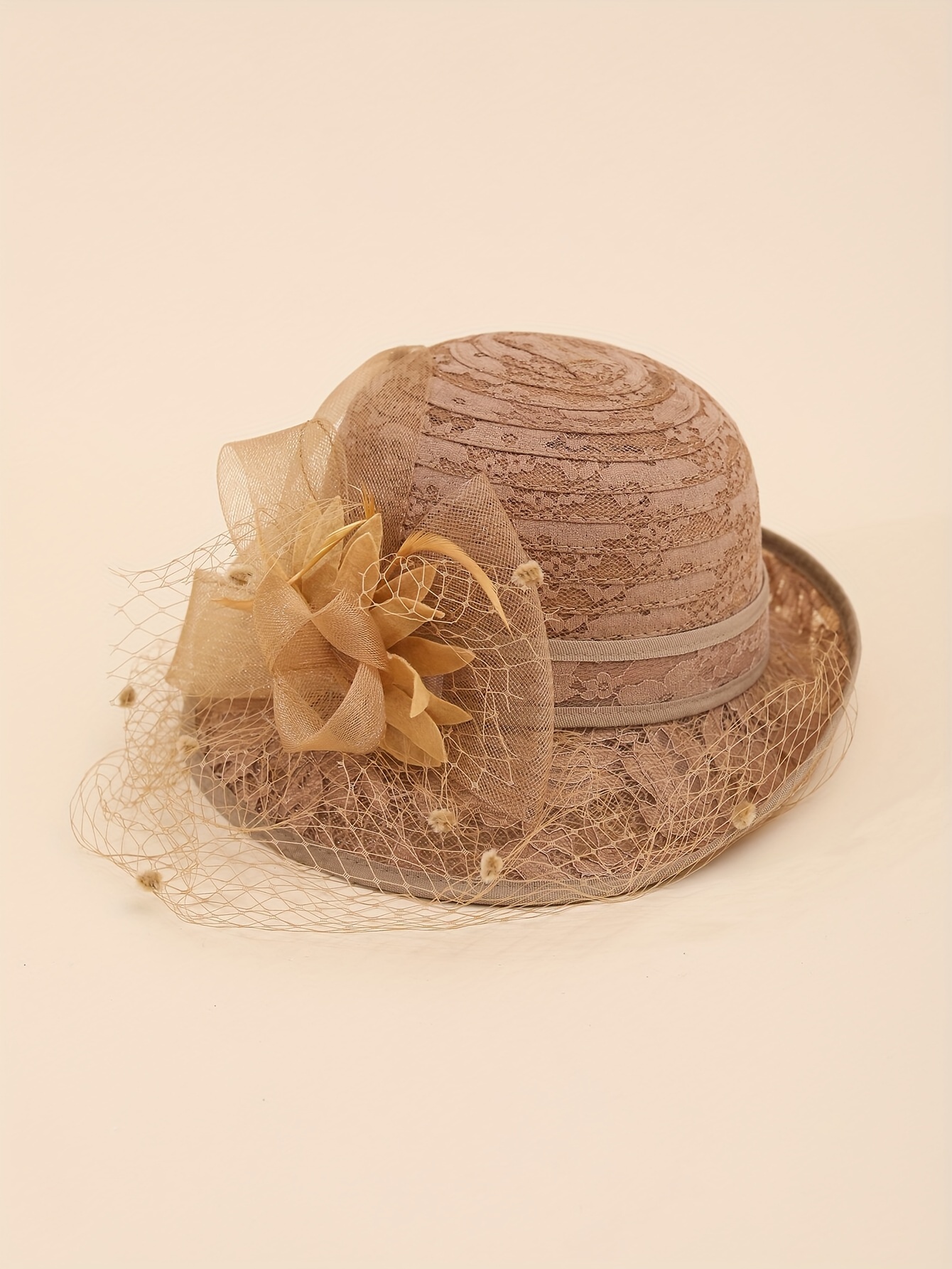 Vintage Elegant Brown Lace-Trimmed Women\'s Hat Lace Vintage Hats for Women for sale | eBay main image 3