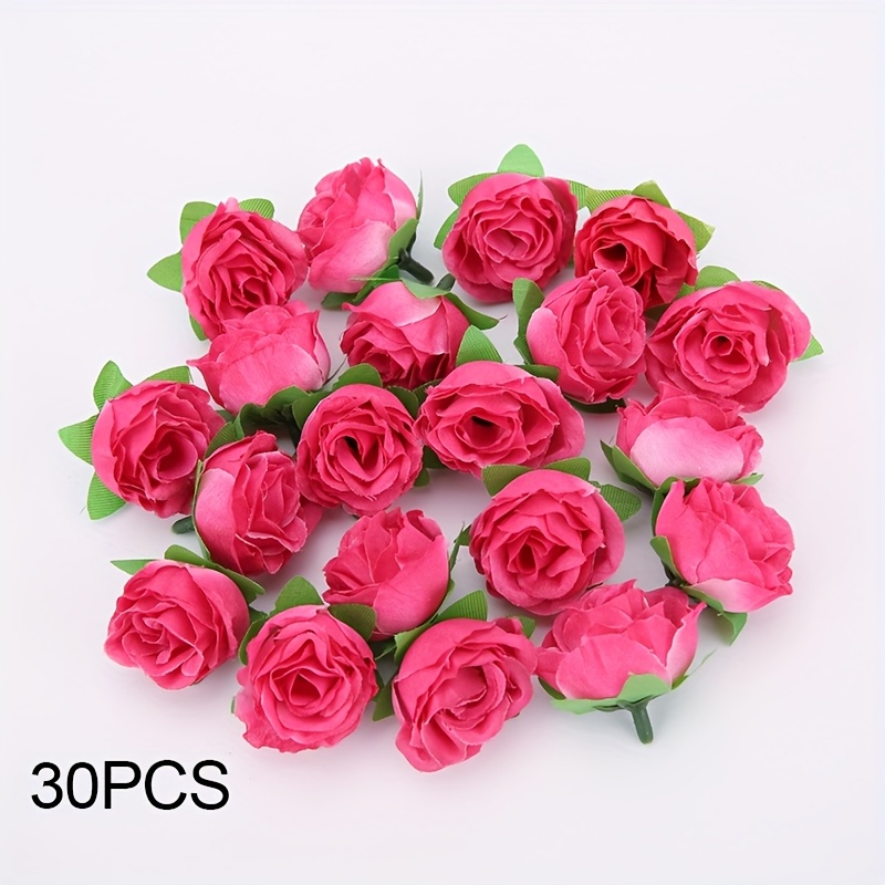TEMU 30pcs Of Faux Rose Flower Heads, Mini Roses For Bulk Wedding Bouquets, Centerpieces, And Home Party Decorations