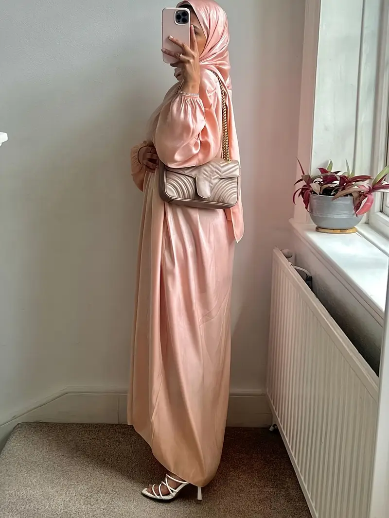pink dress hijab combination pink dress. hijab